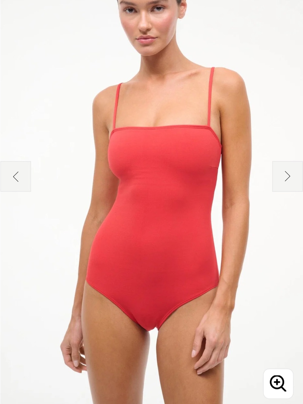 STAUD Red Square-Neck One-Piece Swimsuit